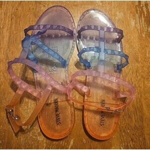 Steve Madden Sandals Size 5 Jelly Sandals Adjustable Straps Multi Color Flats